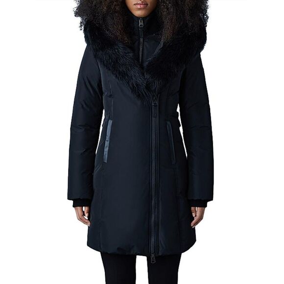 Mackage Women's Black Kay Shearling Collar Down Coat Size Medium $1390+ - Picture 1 of 11